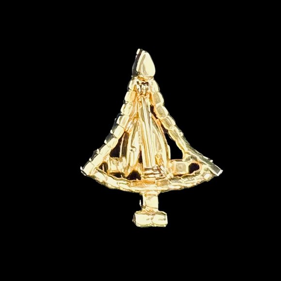 Vintage Hobe? Gold Tone Christmas Tree Brooch With Navette Stones (4768) - Picture 3 of 3